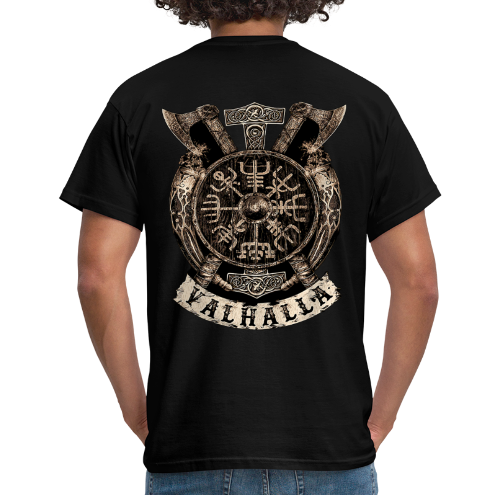 Herren Fashion Vikings Valhalla T-Shirt Rundhals Unisex 100% Baumwolle Streetwear - Schwarz
