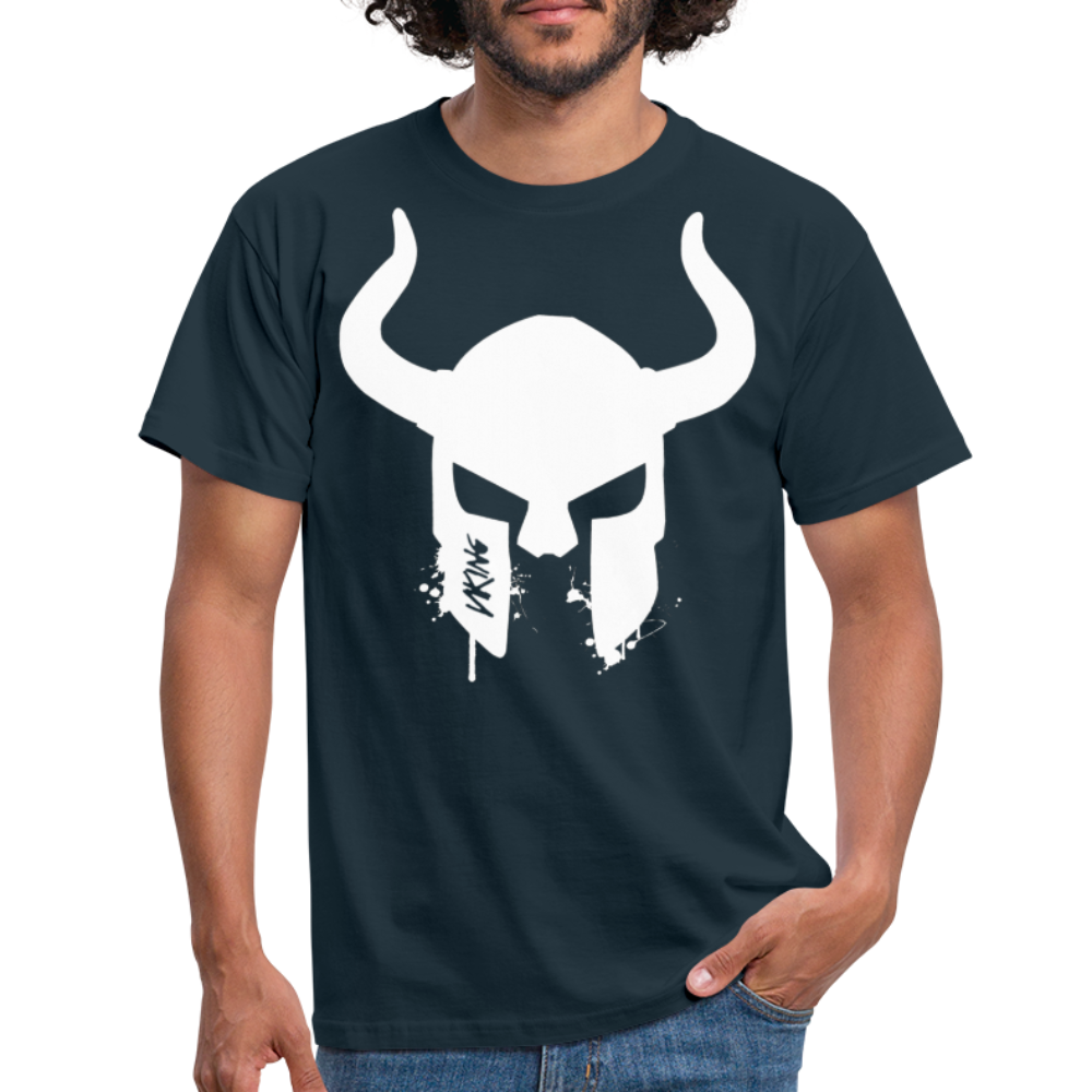 Herren Fashion Vikings Valhalla T-Shirt Rundhals Unisex 100% Baumwolle Streetwear - Navy