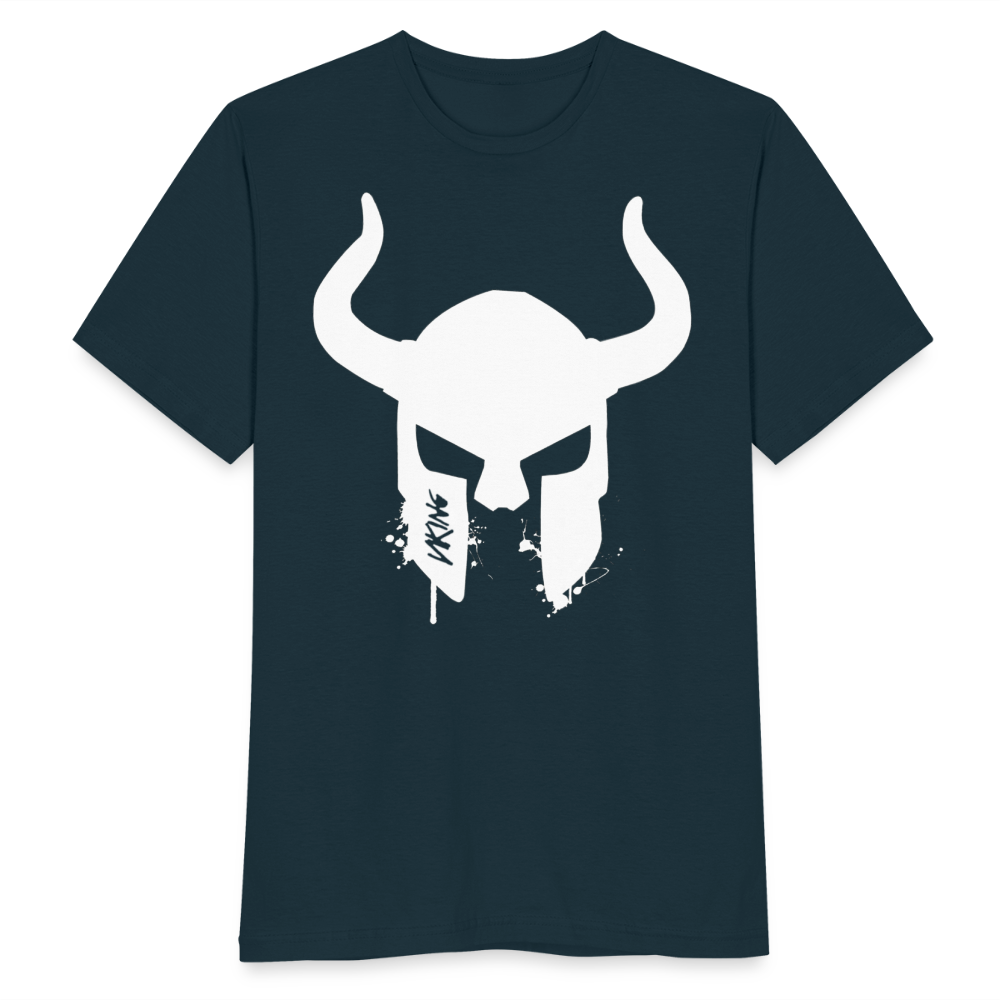 Herren Fashion Vikings Valhalla T-Shirt Rundhals Unisex 100% Baumwolle Streetwear - Navy