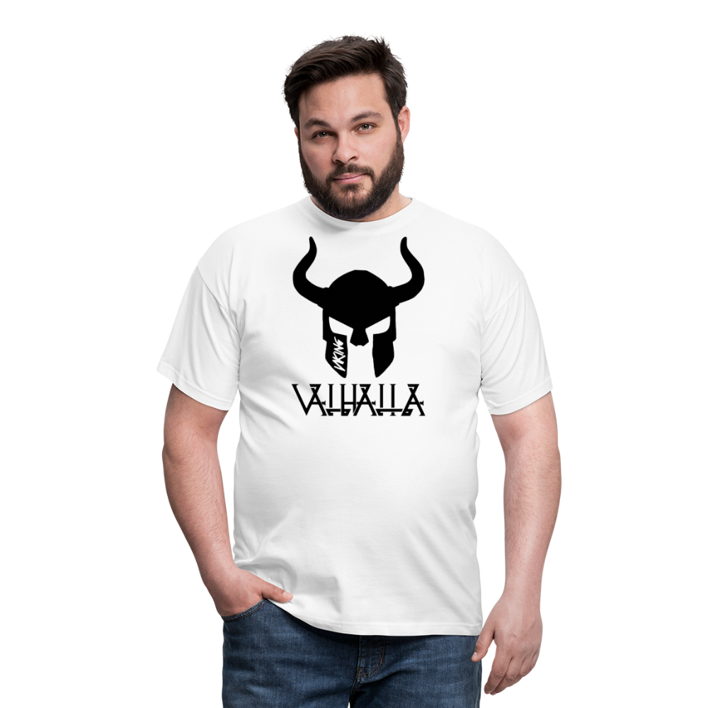 Herren Fashion Vikings Valhalla T-Shirt Rundhals Unisex 100% Baumwolle Streetwear - weiß