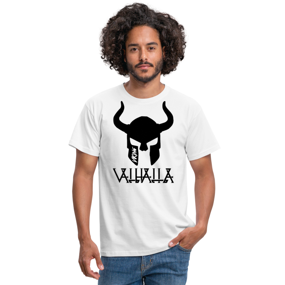 Herren Fashion Vikings Valhalla T-Shirt Rundhals Unisex 100% Baumwolle Streetwear - weiß