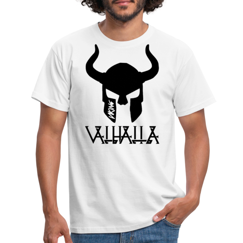Herren Fashion Vikings Valhalla T-Shirt Rundhals Unisex 100% Baumwolle Streetwear - weiß