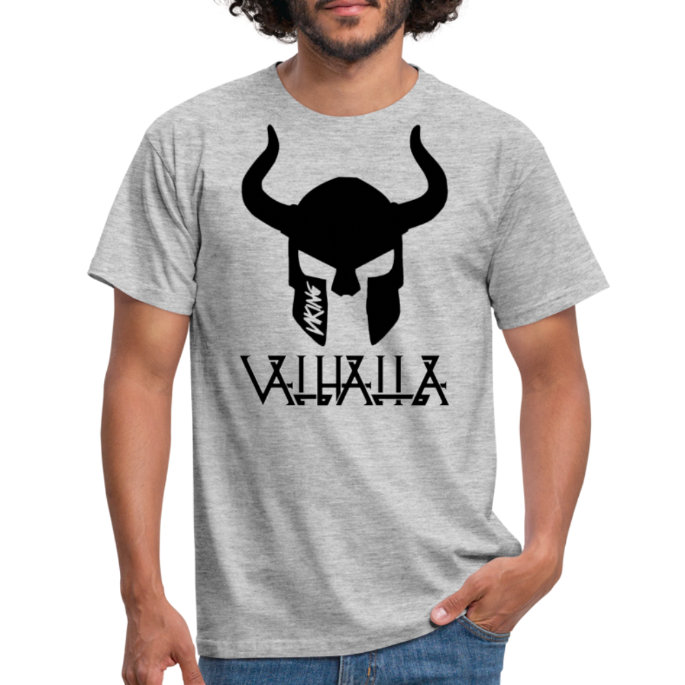 Herren Fashion Vikings Valhalla T-Shirt Rundhals Unisex 100% Baumwolle Streetwear - Grau meliert