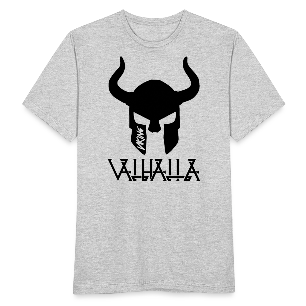 Herren Fashion Vikings Valhalla T-Shirt Rundhals Unisex 100% Baumwolle Streetwear - Grau meliert