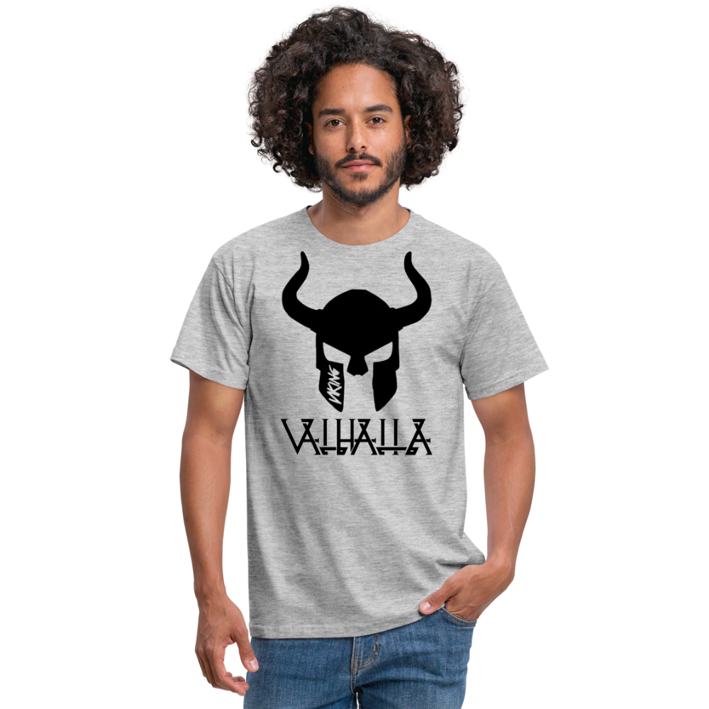 Herren Fashion Vikings Valhalla T-Shirt Rundhals Unisex 100% Baumwolle Streetwear - Grau meliert