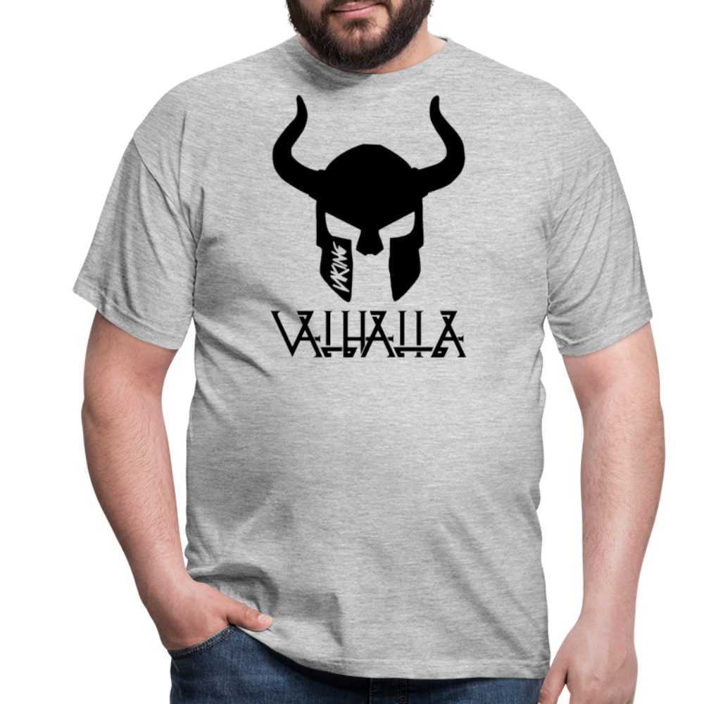 Herren Fashion Vikings Valhalla T-Shirt Rundhals Unisex 100% Baumwolle Streetwear - Grau meliert