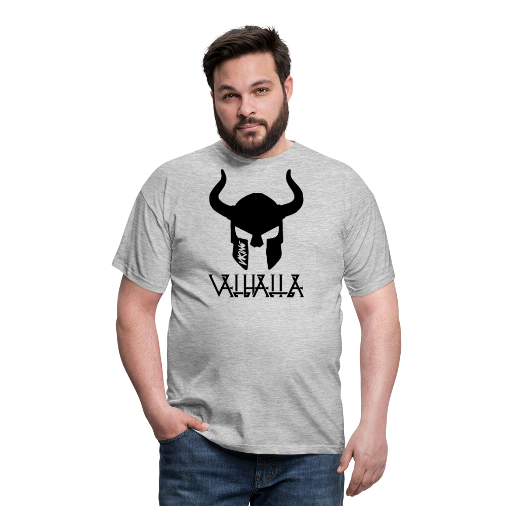 Herren Fashion Vikings Valhalla T-Shirt Rundhals Unisex 100% Baumwolle Streetwear - Grau meliert