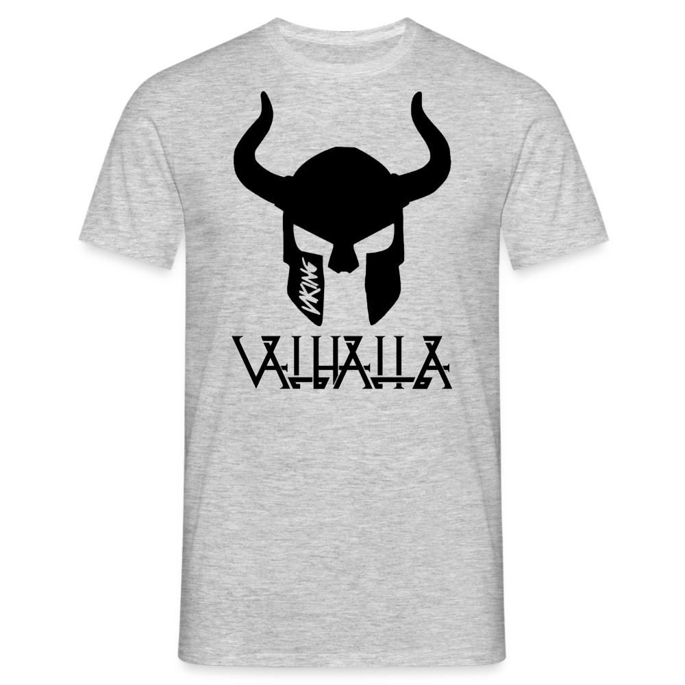 Herren Fashion Vikings Valhalla T-Shirt Rundhals Unisex 100% Baumwolle Streetwear - Grau meliert