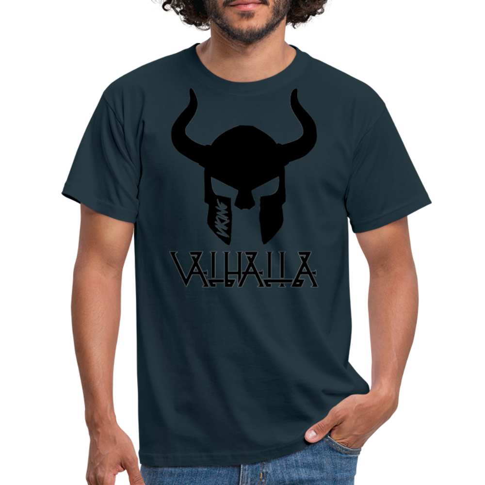 Herren Fashion Vikings Valhalla T-Shirt Rundhals Unisex 100% Baumwolle Streetwear - Navy