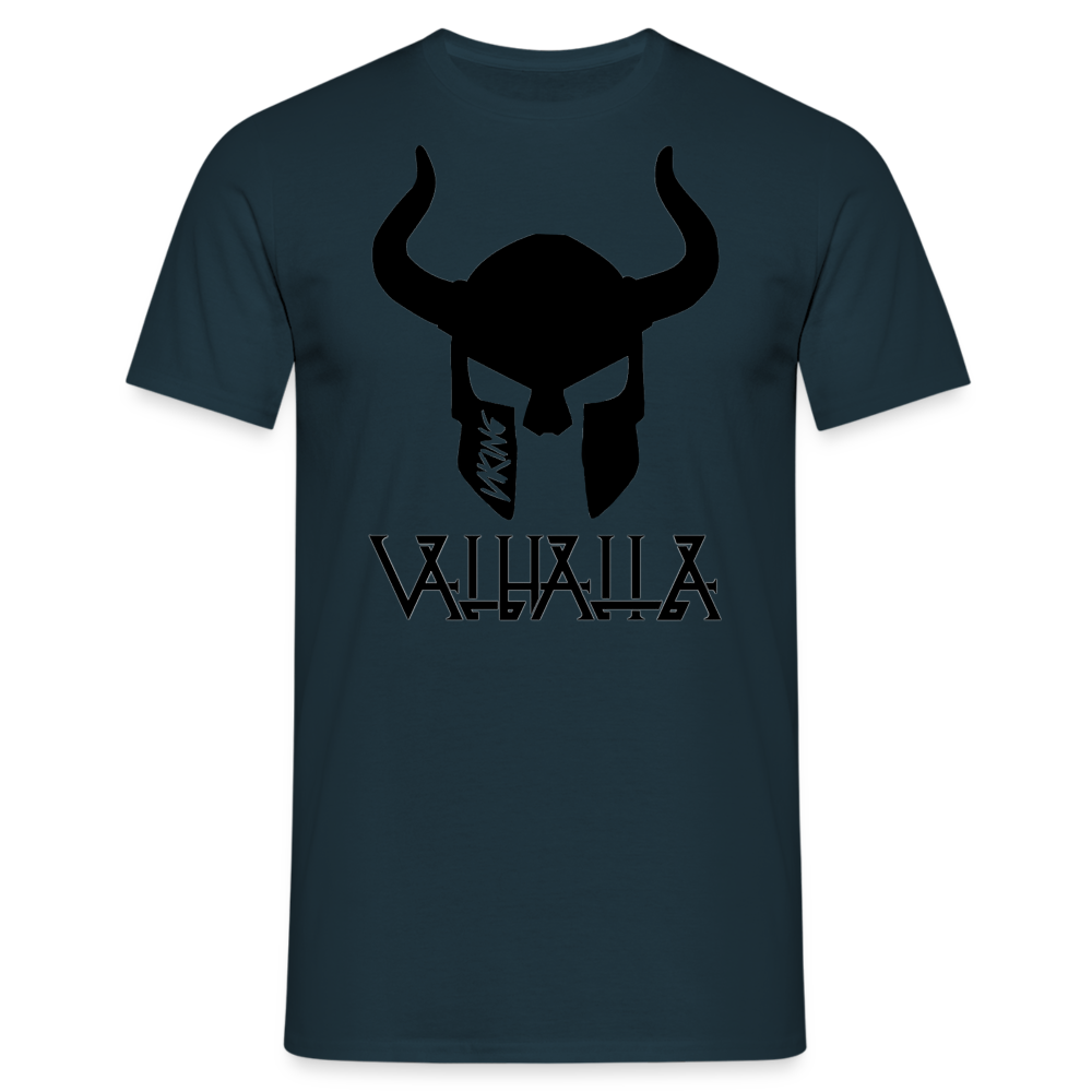 Herren Fashion Vikings Valhalla T-Shirt Rundhals Unisex 100% Baumwolle Streetwear - Navy