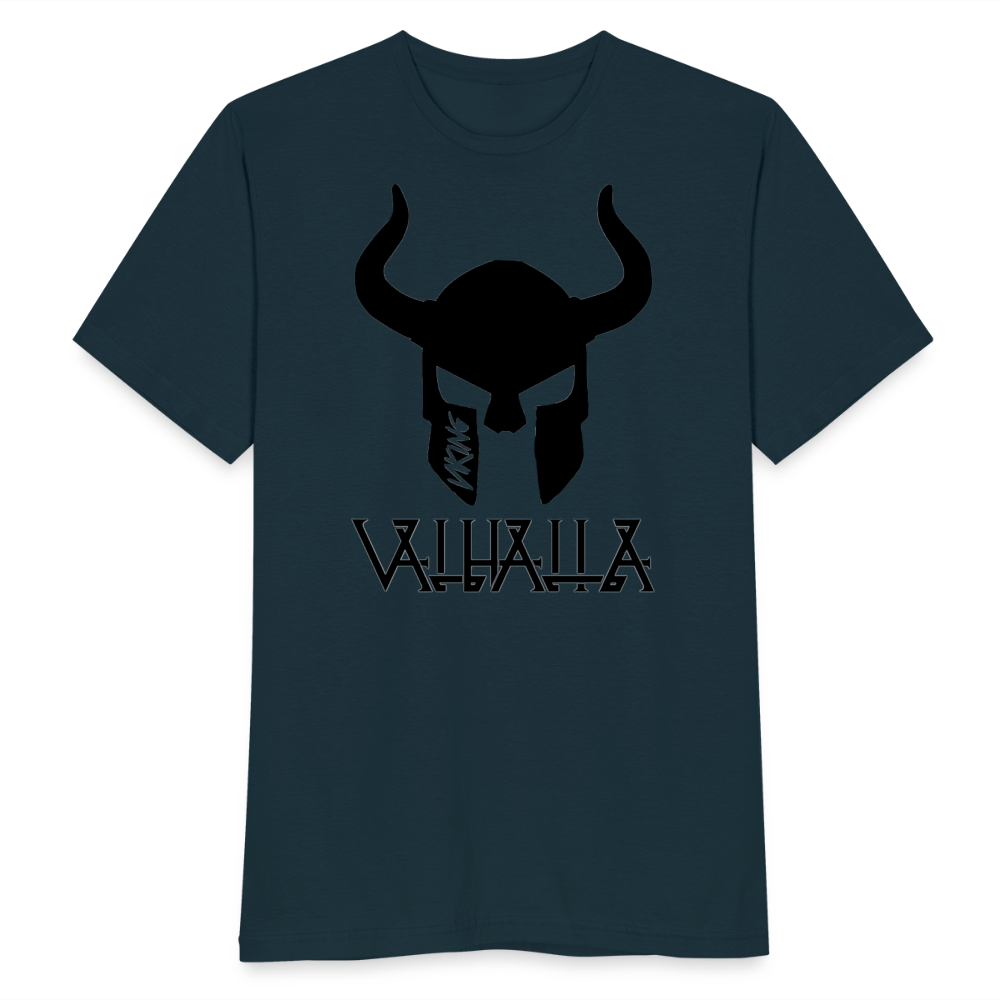 Herren Fashion Vikings Valhalla T-Shirt Rundhals Unisex 100% Baumwolle Streetwear - Navy