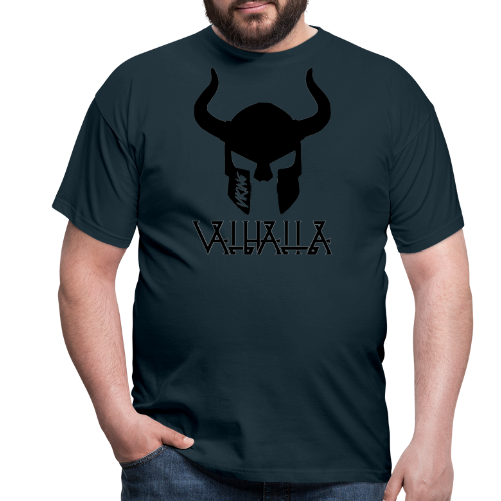 Herren Fashion Vikings Valhalla T-Shirt Rundhals Unisex 100% Baumwolle Streetwear - Navy