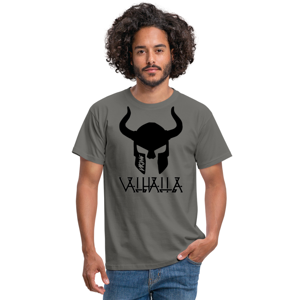 Herren Fashion Vikings Valhalla T-Shirt Rundhals Unisex 100% Baumwolle Streetwear - Graphit