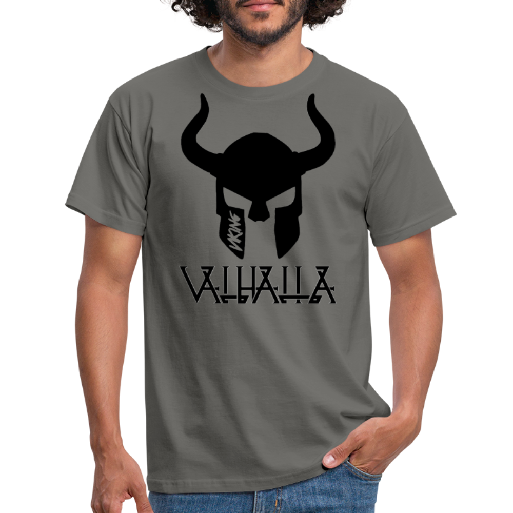 Herren Fashion Vikings Valhalla T-Shirt Rundhals Unisex 100% Baumwolle Streetwear - Graphit