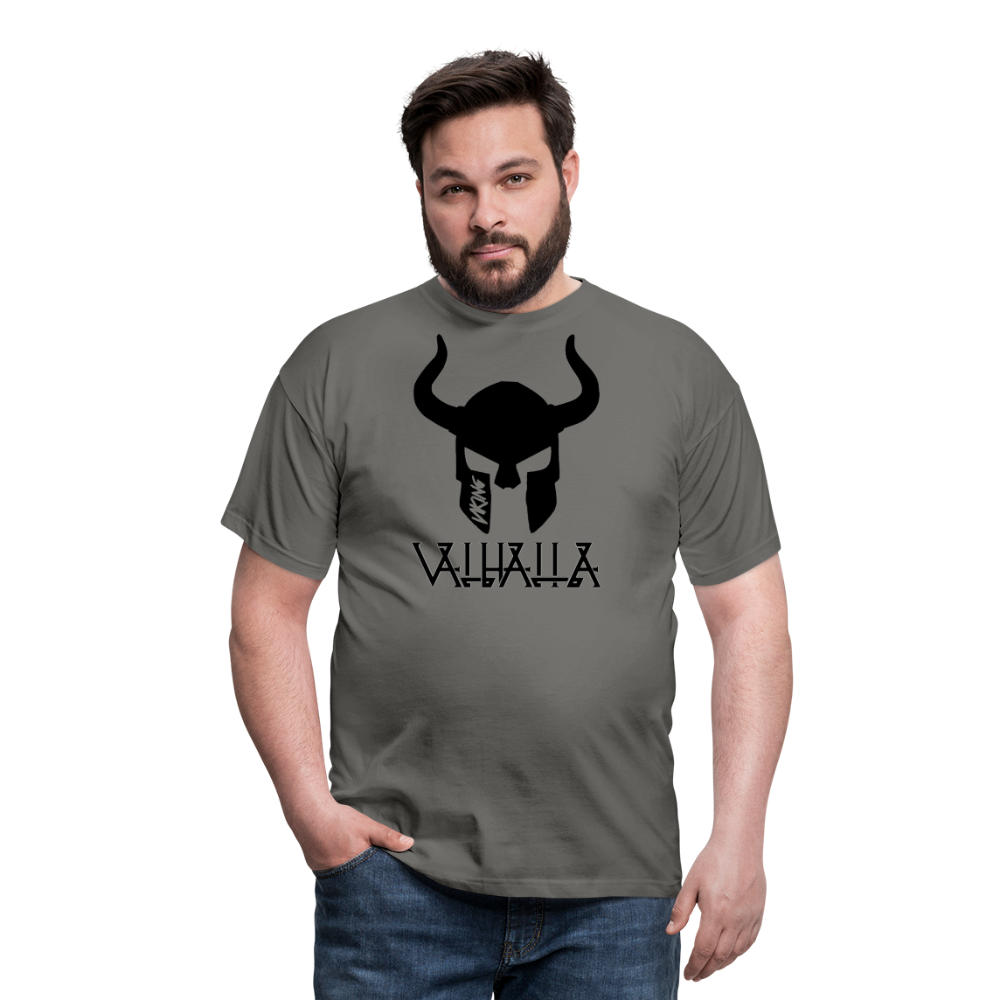 Herren Fashion Vikings Valhalla T-Shirt Rundhals Unisex 100% Baumwolle Streetwear - Graphit