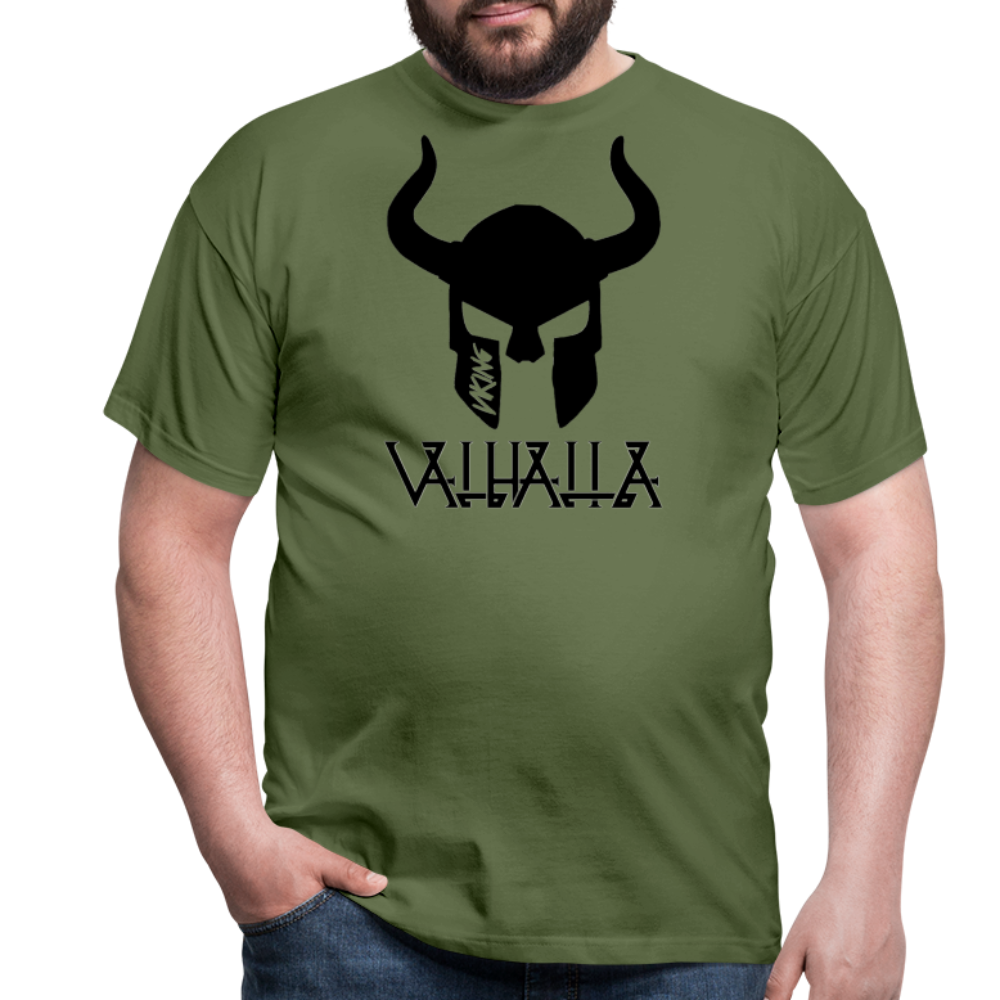Herren Fashion Vikings Valhalla T-Shirt Rundhals Unisex 100% Baumwolle Streetwear - Militärgrün