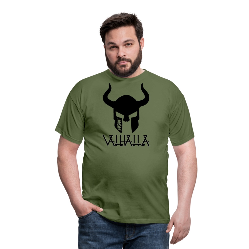 Herren Fashion Vikings Valhalla T-Shirt Rundhals Unisex 100% Baumwolle Streetwear - Militärgrün