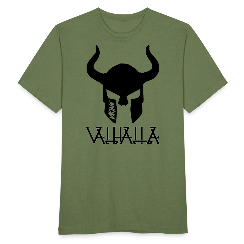 Herren Fashion Vikings Valhalla T-Shirt Rundhals Unisex 100% Baumwolle Streetwear - Militärgrün