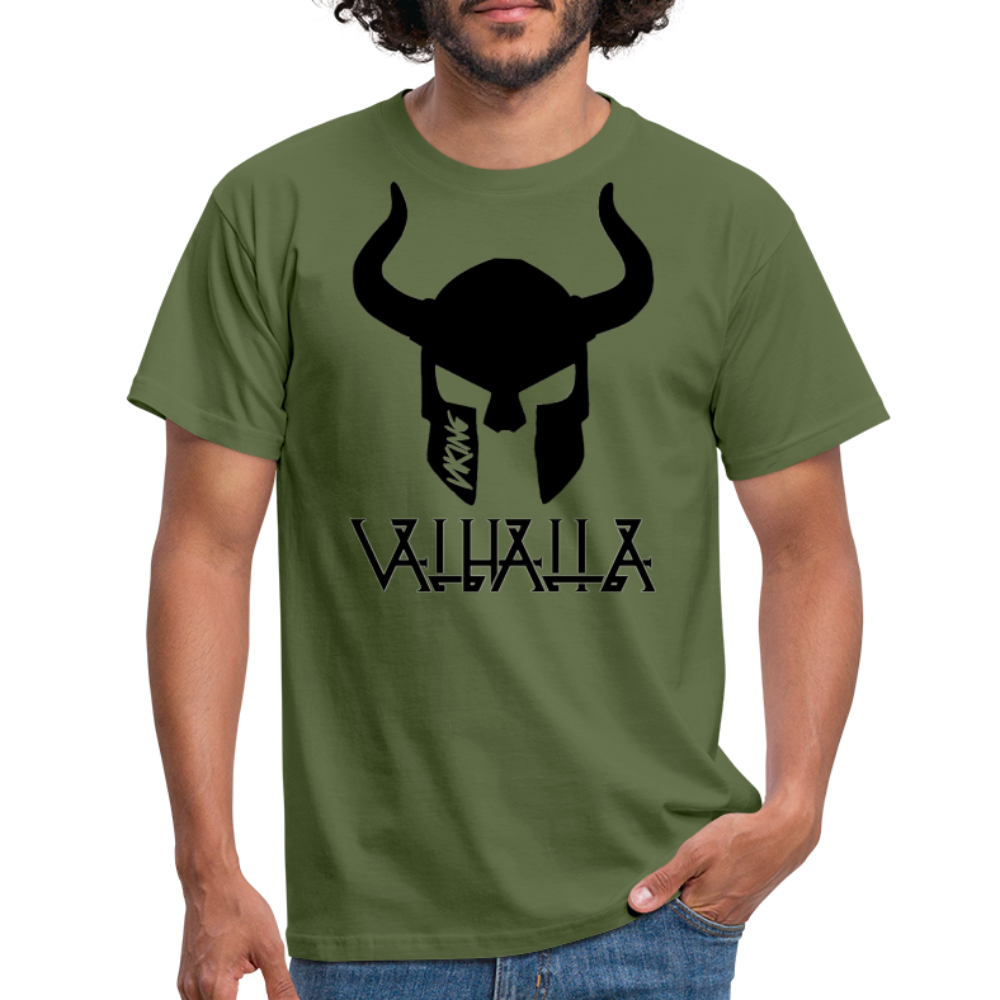 Herren Fashion Vikings Valhalla T-Shirt Rundhals Unisex 100% Baumwolle Streetwear - Militärgrün
