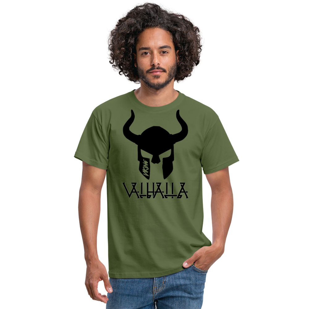 Herren Fashion Vikings Valhalla T-Shirt Rundhals Unisex 100% Baumwolle Streetwear - Militärgrün