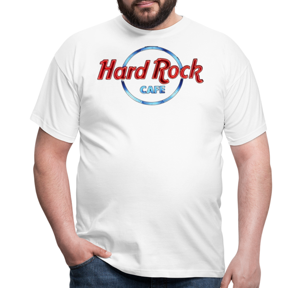 Männer Fashion Hard Rock Cafe 3D T-Shirt Rundhals Unisex Sommer Streetwear - weiß