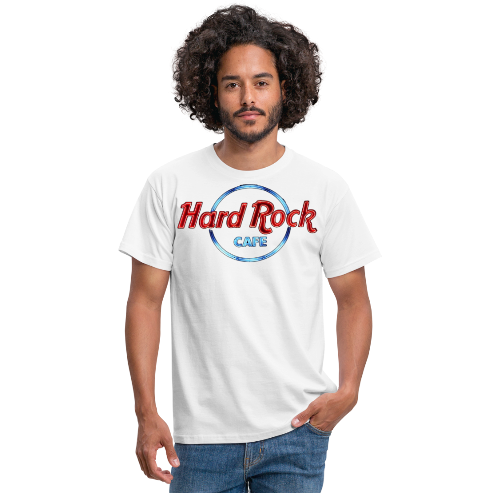 Männer Fashion Hard Rock Cafe 3D T-Shirt Rundhals Unisex Sommer Streetwear - weiß