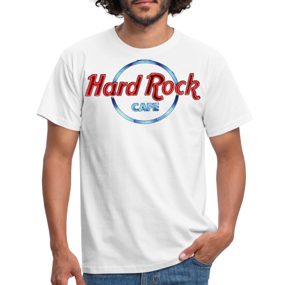 Männer Fashion Hard Rock Cafe 3D T-Shirt Rundhals Unisex Sommer Streetwear - weiß