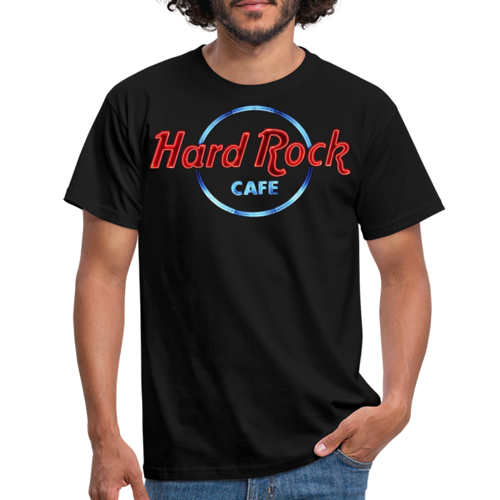 Männer Fashion Hard Rock Cafe 3D T-Shirt Rundhals Unisex Sommer Streetwear - Schwarz