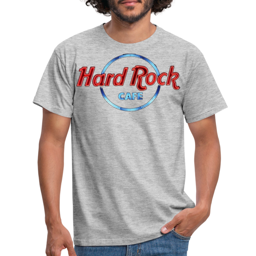 Männer Fashion Hard Rock Cafe 3D T-Shirt Rundhals Unisex Sommer Streetwear - Grau meliert