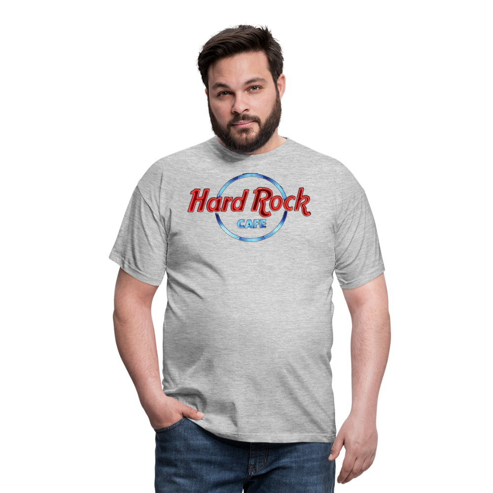 Männer Fashion Hard Rock Cafe 3D T-Shirt Rundhals Unisex Sommer Streetwear - Grau meliert