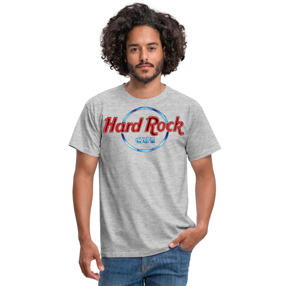 Männer Fashion Hard Rock Cafe 3D T-Shirt Rundhals Unisex Sommer Streetwear - Grau meliert