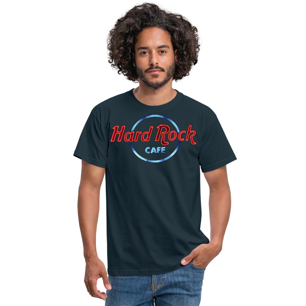 Männer Fashion Hard Rock Cafe 3D T-Shirt Rundhals Unisex Sommer Streetwear - Navy