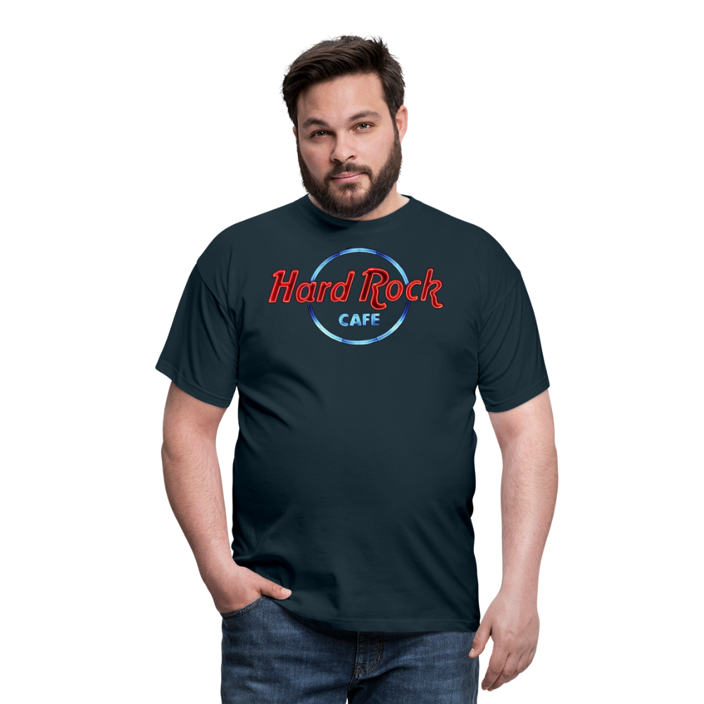 Männer Fashion Hard Rock Cafe 3D T-Shirt Rundhals Unisex Sommer Streetwear - Navy
