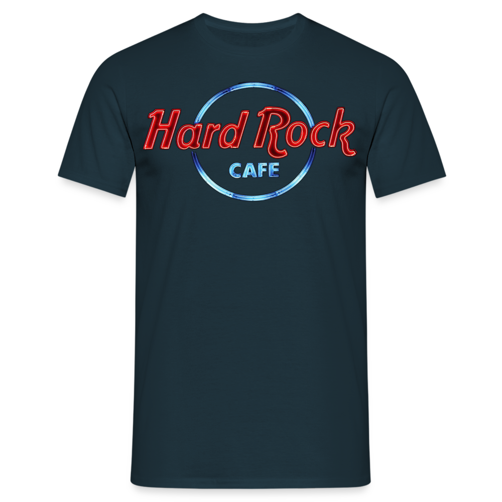 Männer Fashion Hard Rock Cafe 3D T-Shirt Rundhals Unisex Sommer Streetwear - Navy