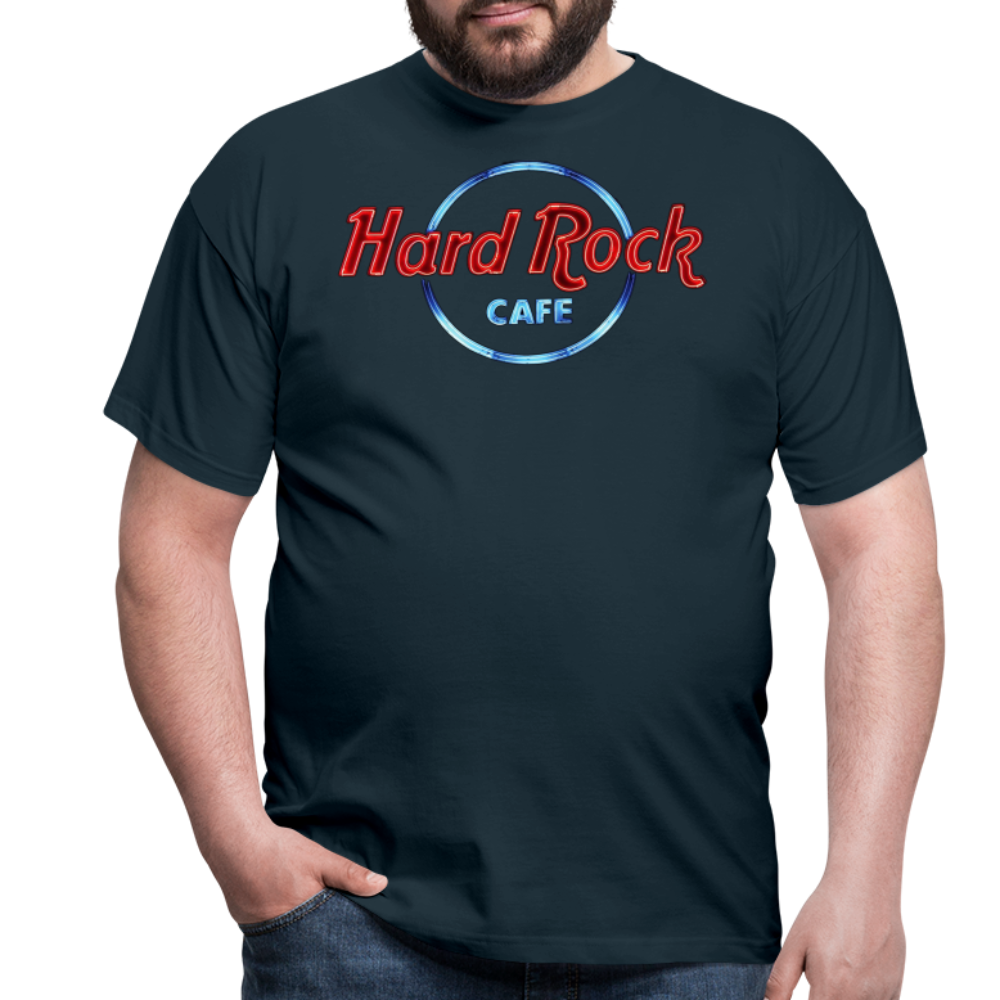 Männer Fashion Hard Rock Cafe 3D T-Shirt Rundhals Unisex Sommer Streetwear - Navy