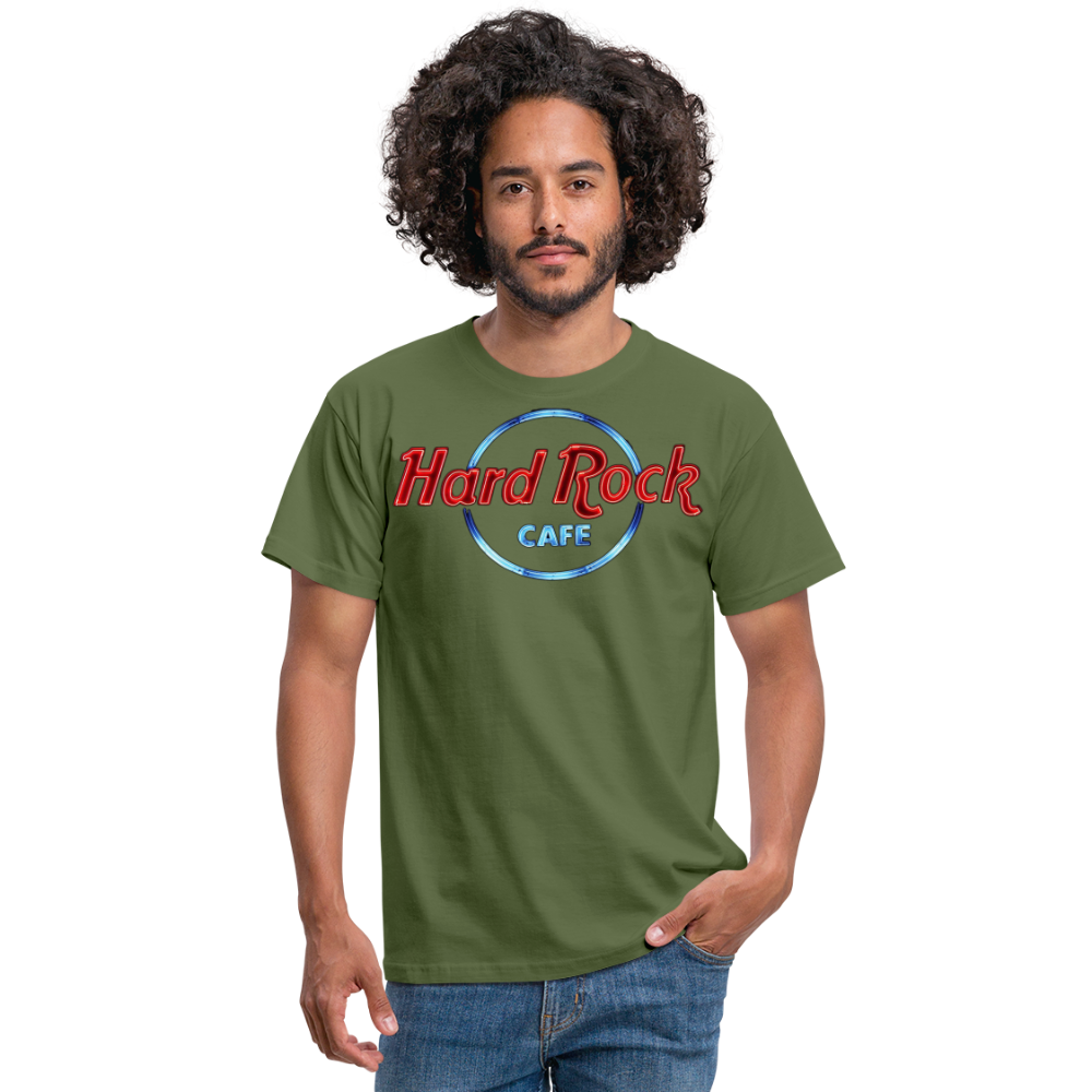 Männer Fashion Hard Rock Cafe 3D T-Shirt Rundhals Unisex Sommer Streetwear - Militärgrün