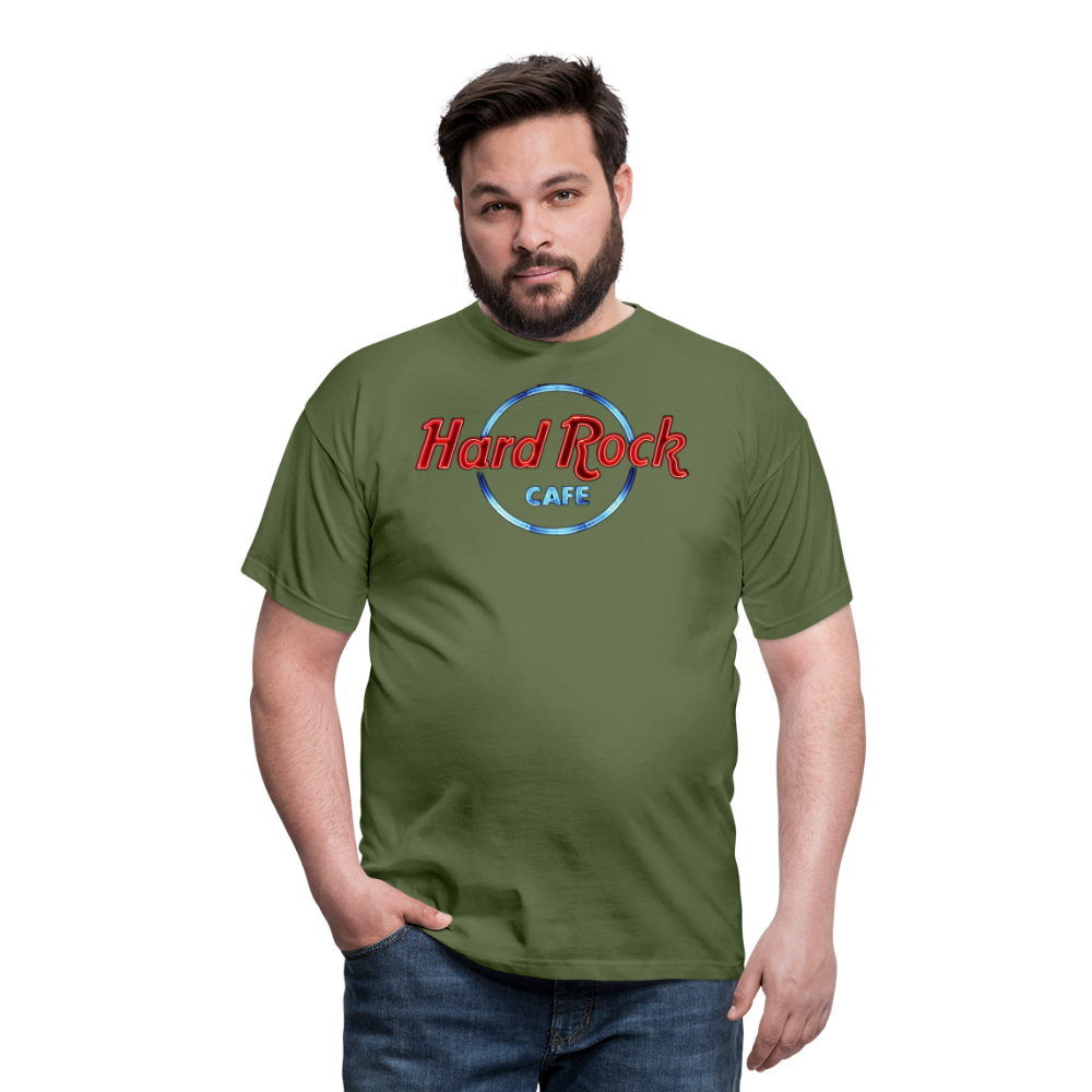 Männer Fashion Hard Rock Cafe 3D T-Shirt Rundhals Unisex Sommer Streetwear - Militärgrün