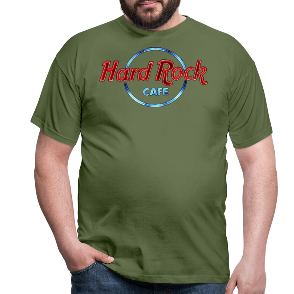 Männer Fashion Hard Rock Cafe 3D T-Shirt Rundhals Unisex Sommer Streetwear - Militärgrün