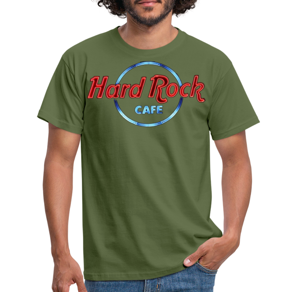 Männer Fashion Hard Rock Cafe 3D T-Shirt Rundhals Unisex Sommer Streetwear - Militärgrün