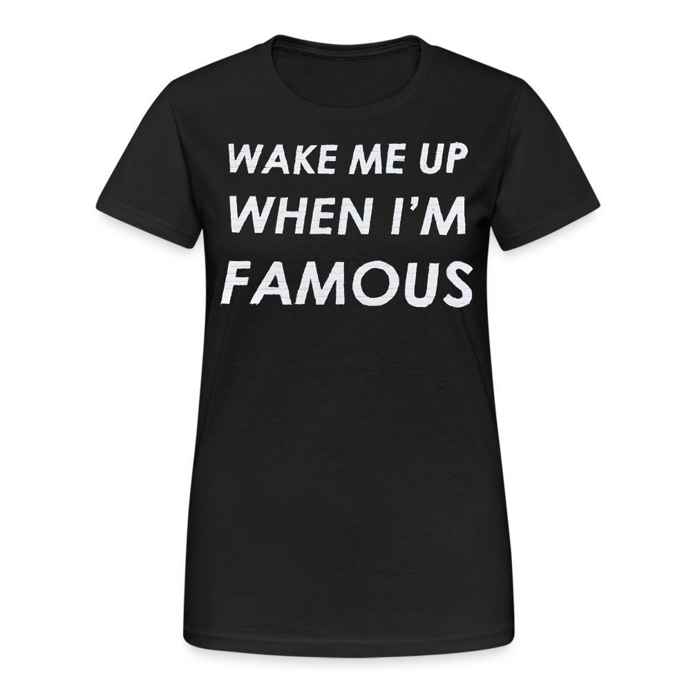 Damen Sommer Top Wake Me Up T-Shirt Rundhals Streetwear lockeres Damentop - Schwarz
