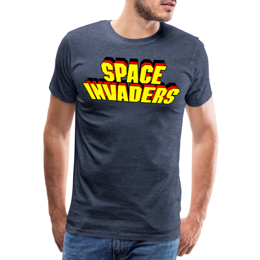 Herren Fashion Vintage 80er T-Shirt Rundhals Unisex Sommer Streetwear - Blau meliert