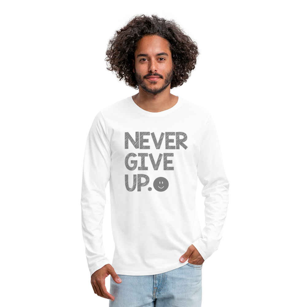 Herren Fashion Langarmshirt Rundhals Unisex Shirt Streetwear - weiß