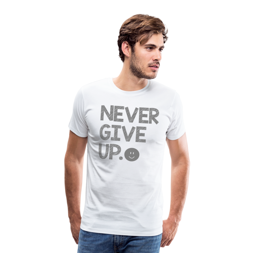 Herren Never Give Up T-Shirt Rundhals Unisex Sommer Streetwear - weiß