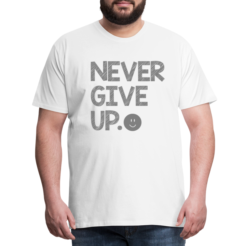 Herren Never Give Up T-Shirt Rundhals Unisex Sommer Streetwear - weiß