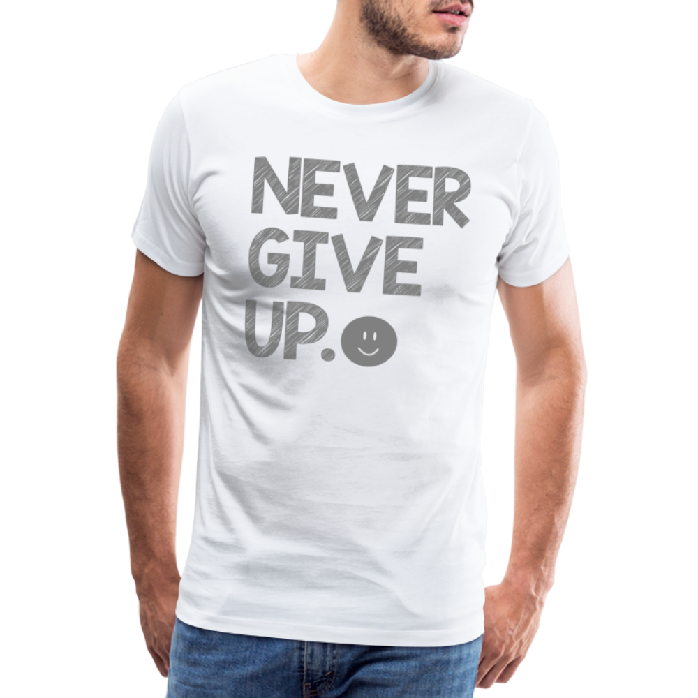 Herren Never Give Up T-Shirt Rundhals Unisex Sommer Streetwear - weiß