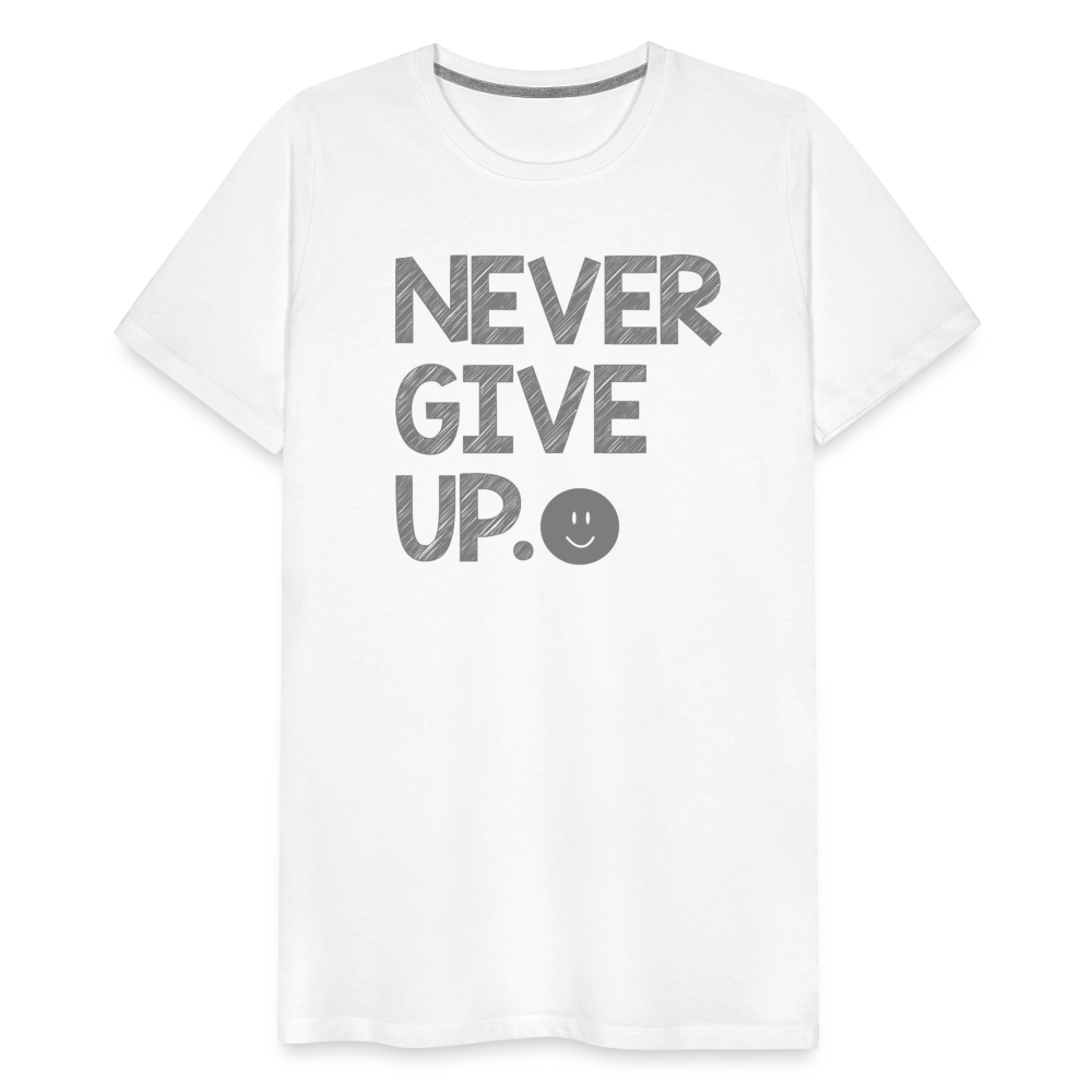 Herren Never Give Up T-Shirt Rundhals Unisex Sommer Streetwear - weiß