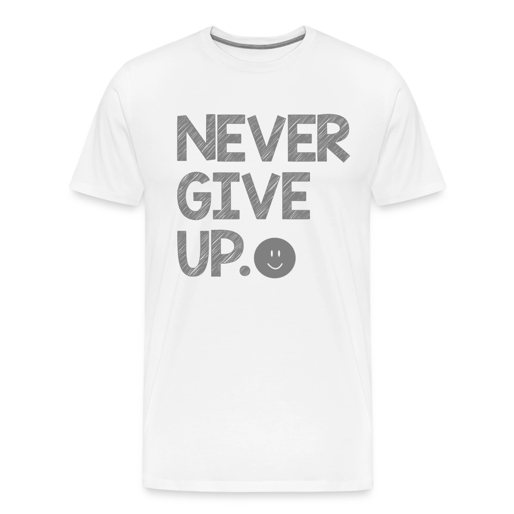 Herren Never Give Up T-Shirt Rundhals Unisex Sommer Streetwear - weiß