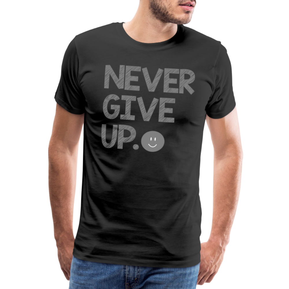 Herren Never Give Up T-Shirt Rundhals Unisex Sommer Streetwear - Schwarz