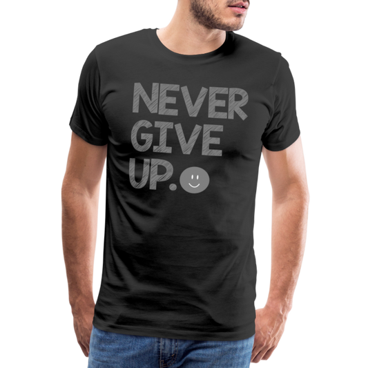 Herren Never Give Up T-Shirt Rundhals Unisex Sommer Streetwear - Schwarz