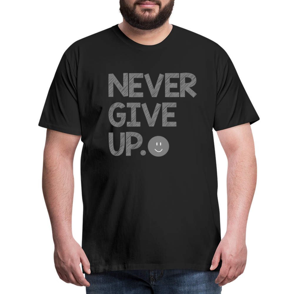 Herren Never Give Up T-Shirt Rundhals Unisex Sommer Streetwear - Schwarz